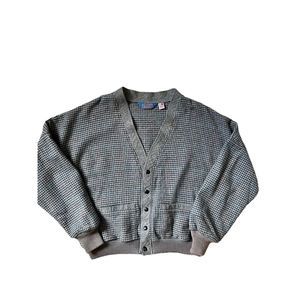 Vintage Pendleton Mens Houndstooth Virgin Wool Cardigan Sweater size XL VTG USA